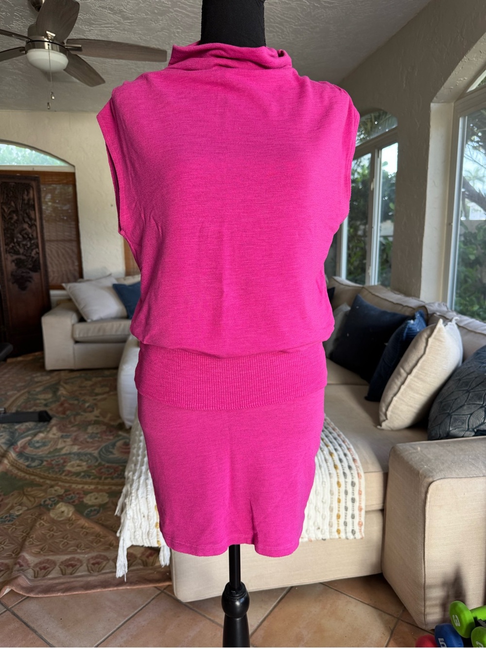 Monrow Hot Pink Knit Two Piece Set